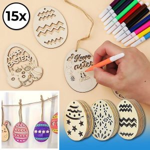 Veľkonočné drevené vajíčka (15ks) | EGGNAMENTIFY