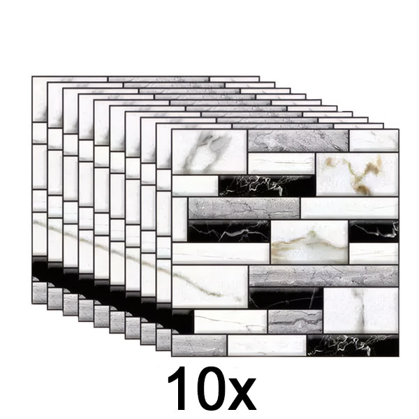 1x 3D nálepky na stenu s mramorovým vzhľadom (10 ks/0,9 m²) | MARBLEBLOCKS