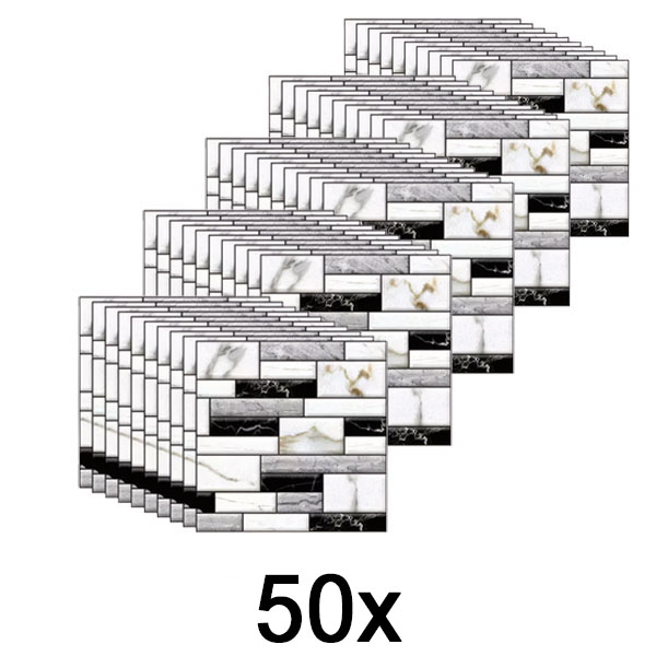 5x 3D nálepky na stenu s mramorovým vzhľadom (10 ks/0,9 m²) | MARBLEBLOCKS