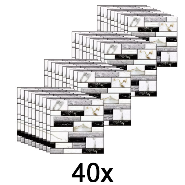 4x 3D nálepky na stenu s mramorovým vzhľadom (10 ks/0,9 m²) | MARBLEBLOCKS